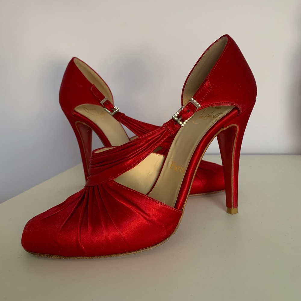 Red satin Christian Louboutin Heels